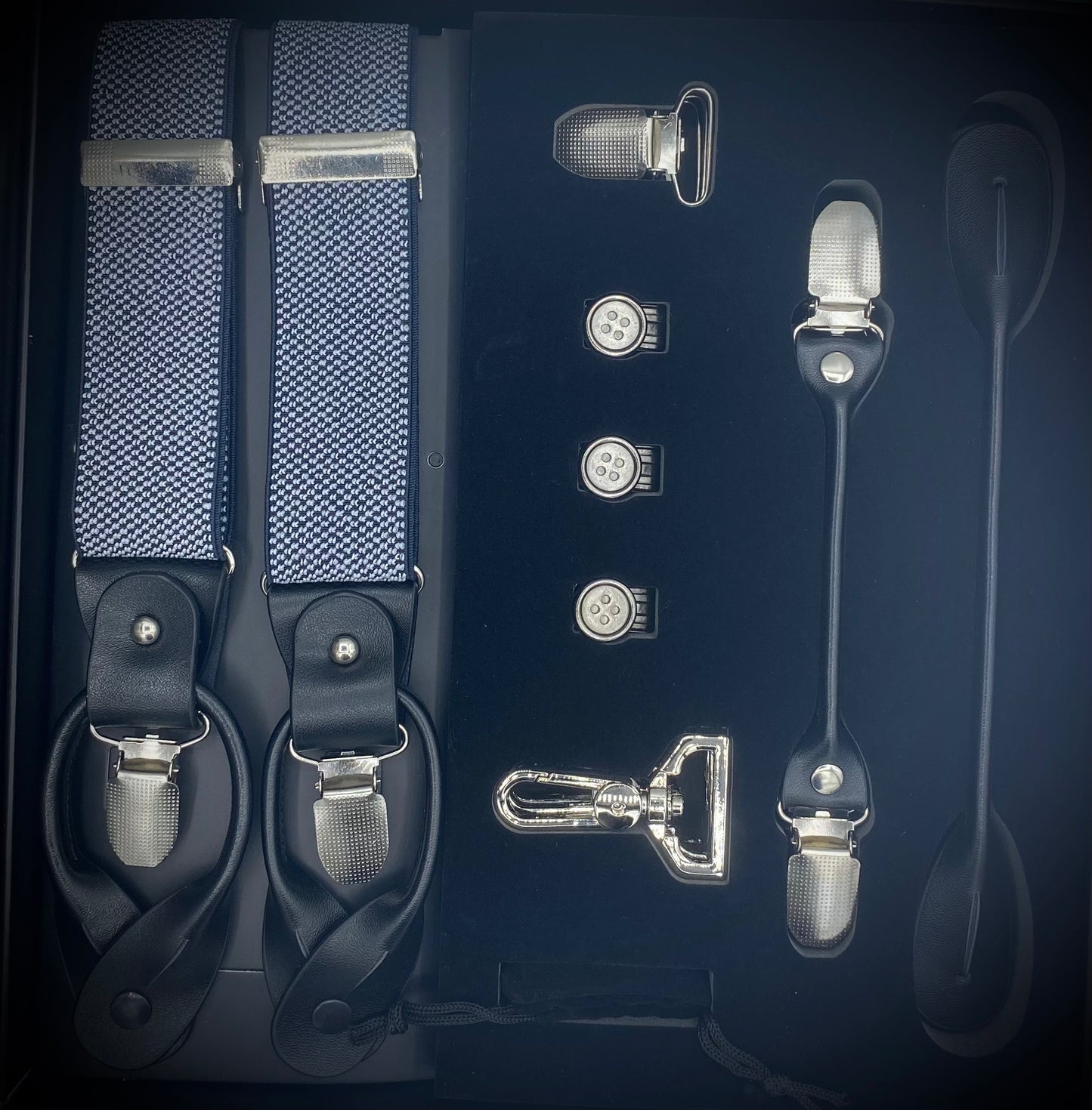 Interchangeable Suspender - GREY DOTS