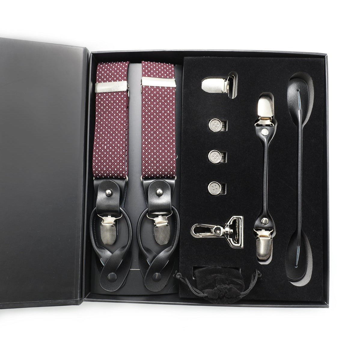 Interchangeable Suspender - BURGUNDY DOTS